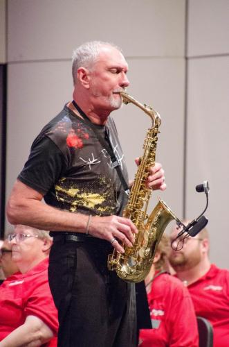 Guest soloist Howie Smith on the saxophone